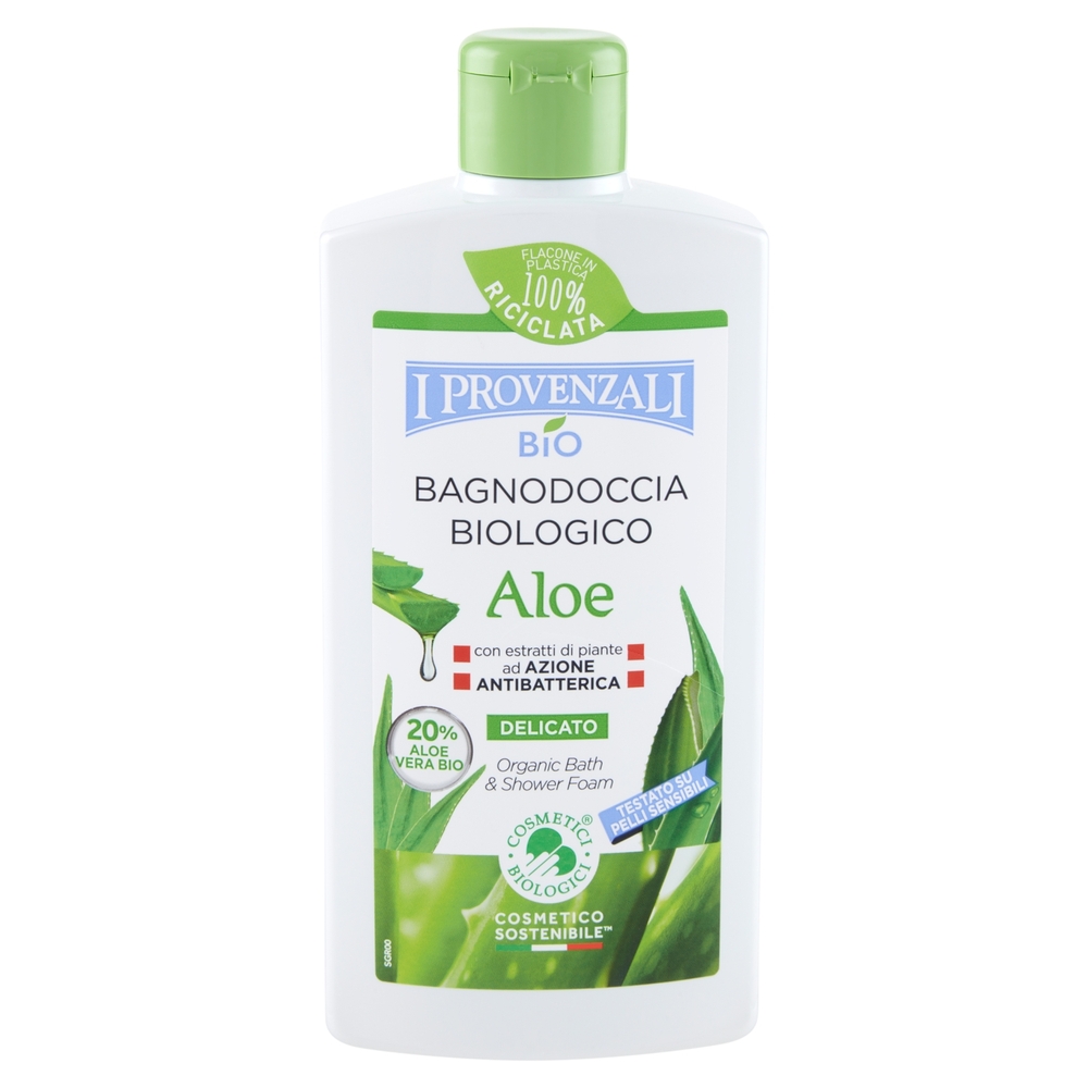 I Provenzali Bio Bagnodoccia schiuma Biologico Aloe e Tea Tree Oil con Antibatterico Naturale 400 ml